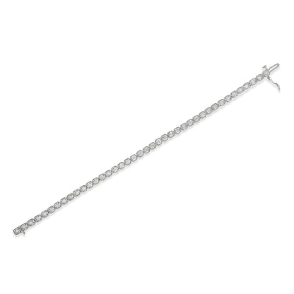 .925 Sterling Silver 1.0 Cttw Diamond Miracle-Set Square Milgrain 7" Link Tennis Bracelet (I-J Color, I3 Clarity) Bids.com