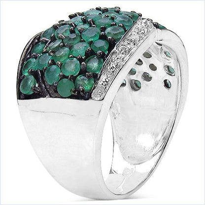 2.28 Carat Genuine Emerald & White Topaz .925 Sterling Silver Ring Bids.com