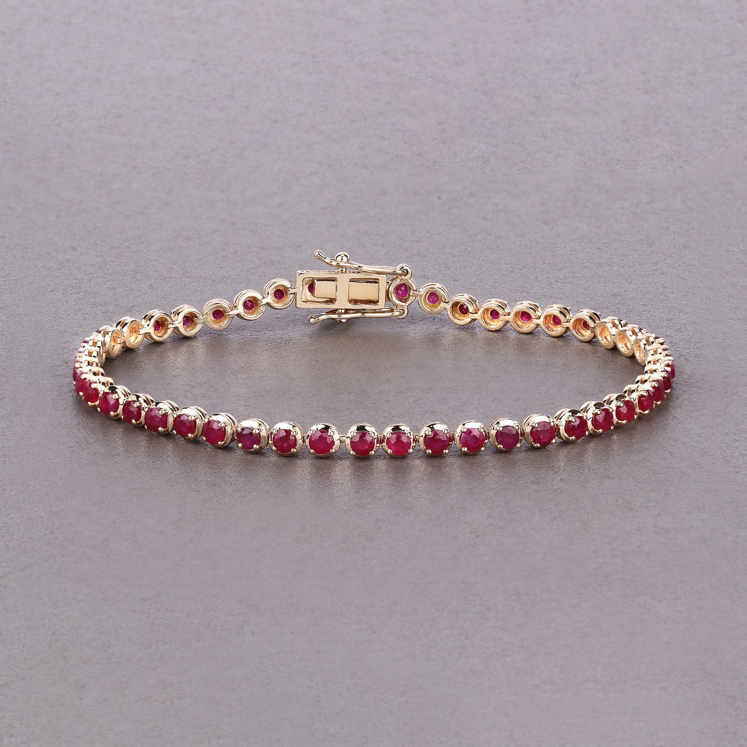 3.13 Carat Genuine Mozambique Ruby 14K Yellow Gold Bracelet Bids.com