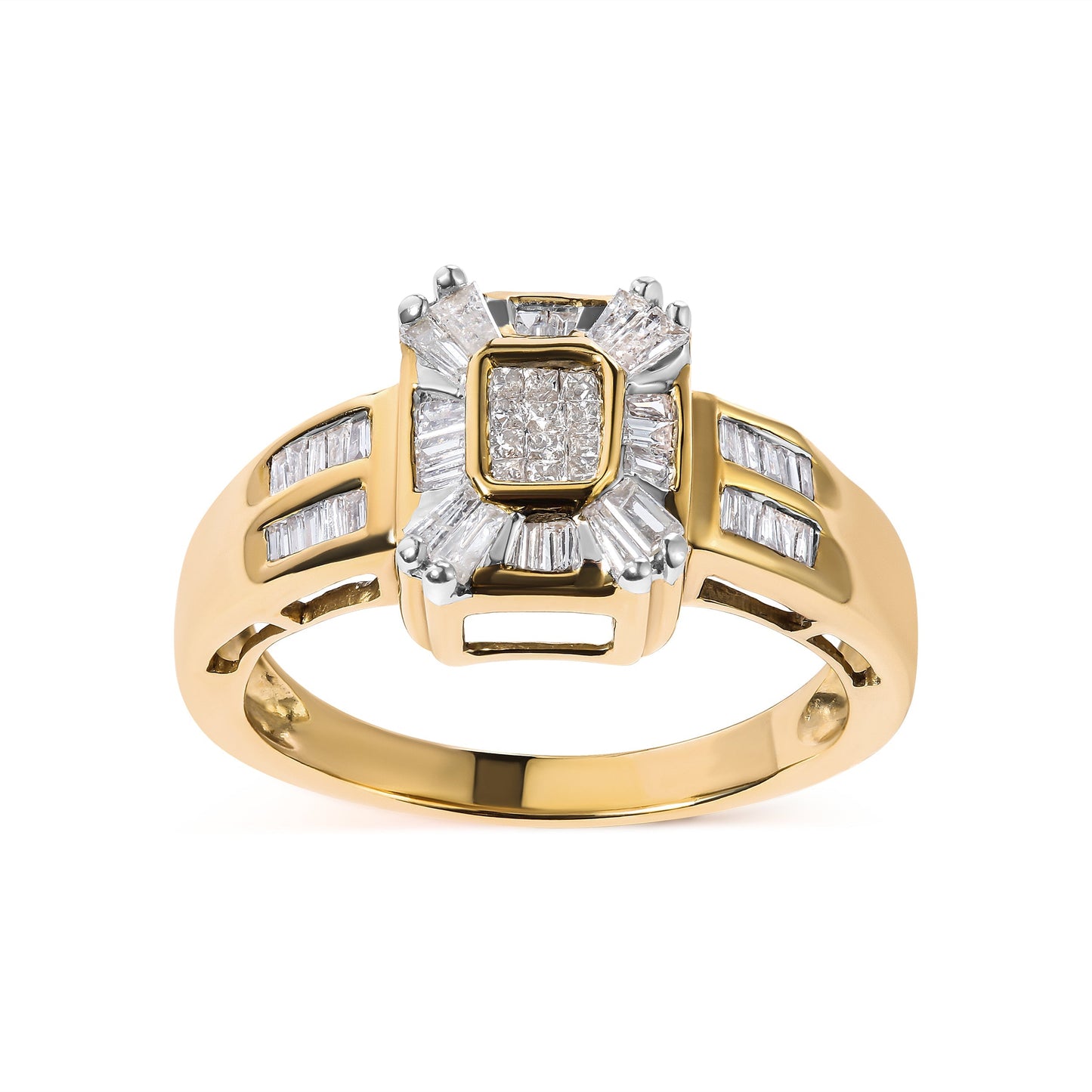 10K Yellow Gold 1/2 Cttw Diamond Composite and Halo Ring (H-I Color, SI1-SI2 Clarity) - Ring Size 7 Bids.com
