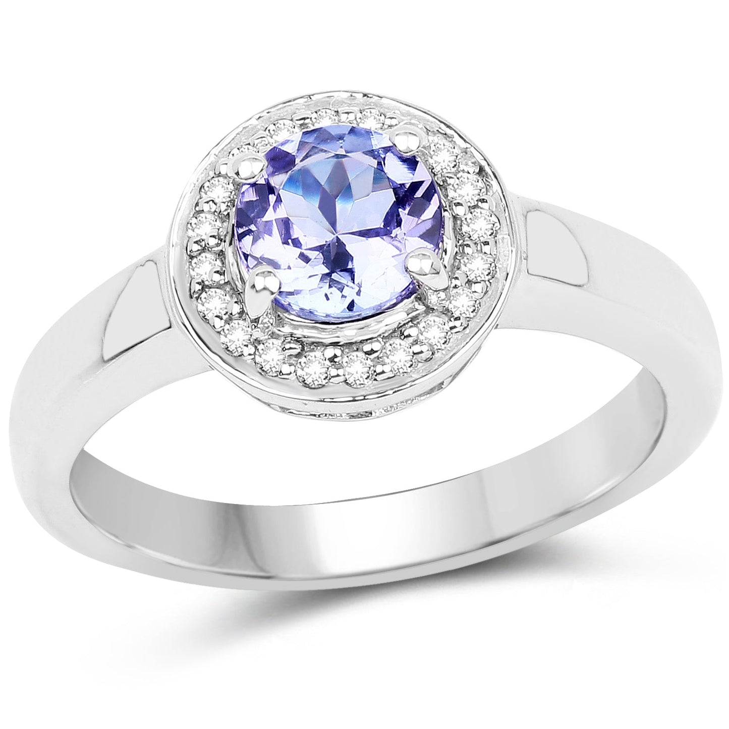 1.05 Carat Genuine Tanzanite and White Topaz .925 Sterling Silver Ring Bids.com