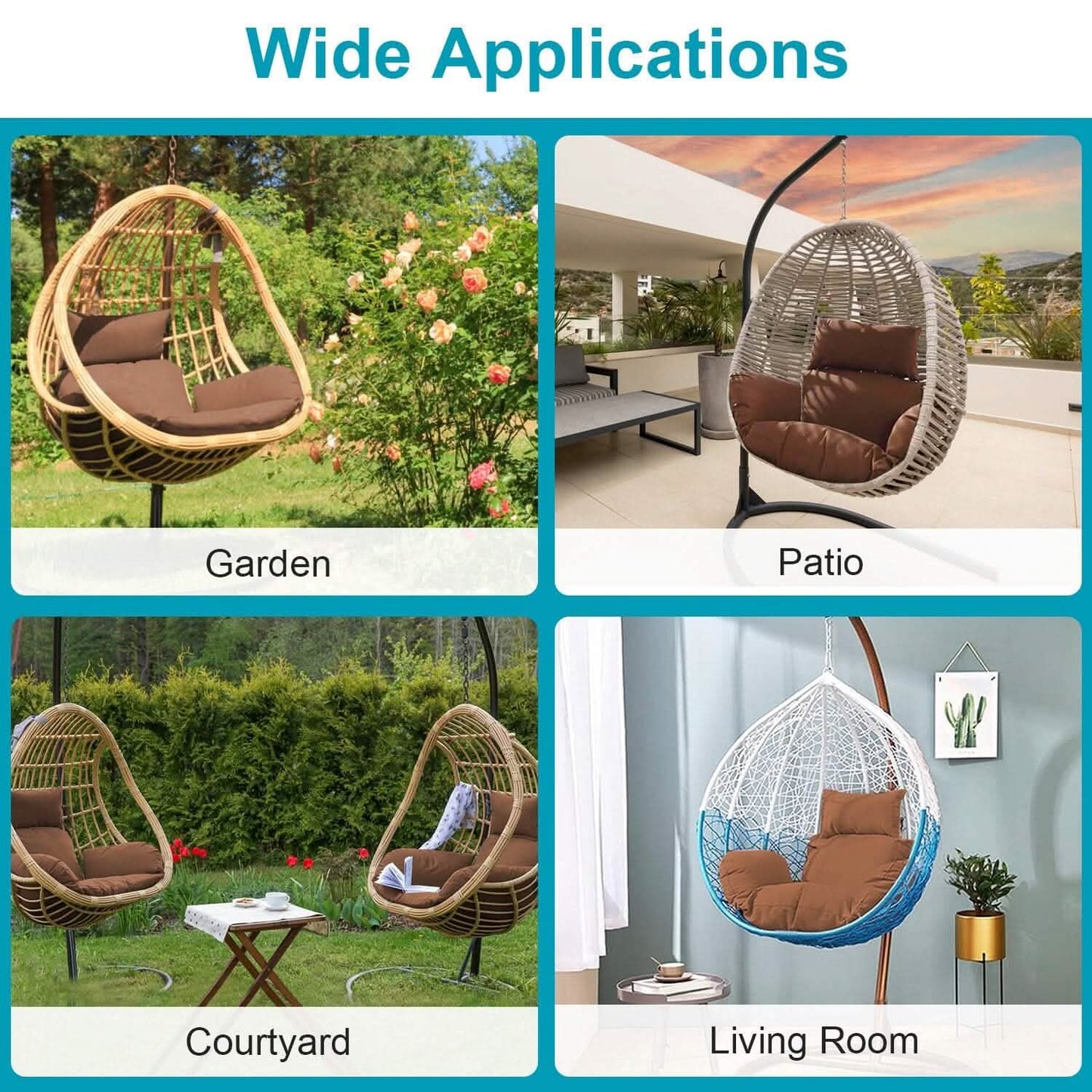 Egg Chair Hanging Basket Seat Cushion with Headrest DailySale