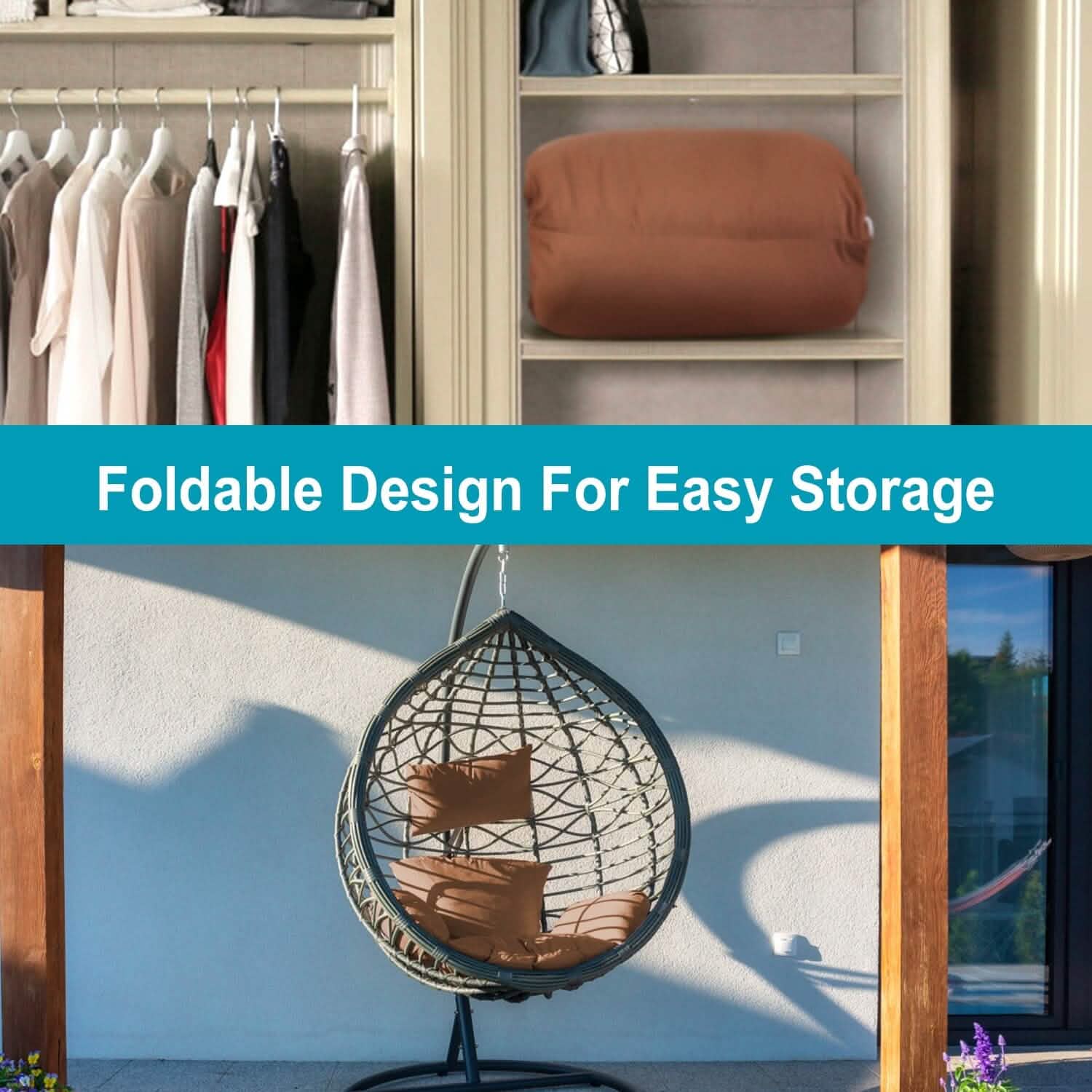 Egg Chair Hanging Basket Seat Cushion with Headrest DailySale