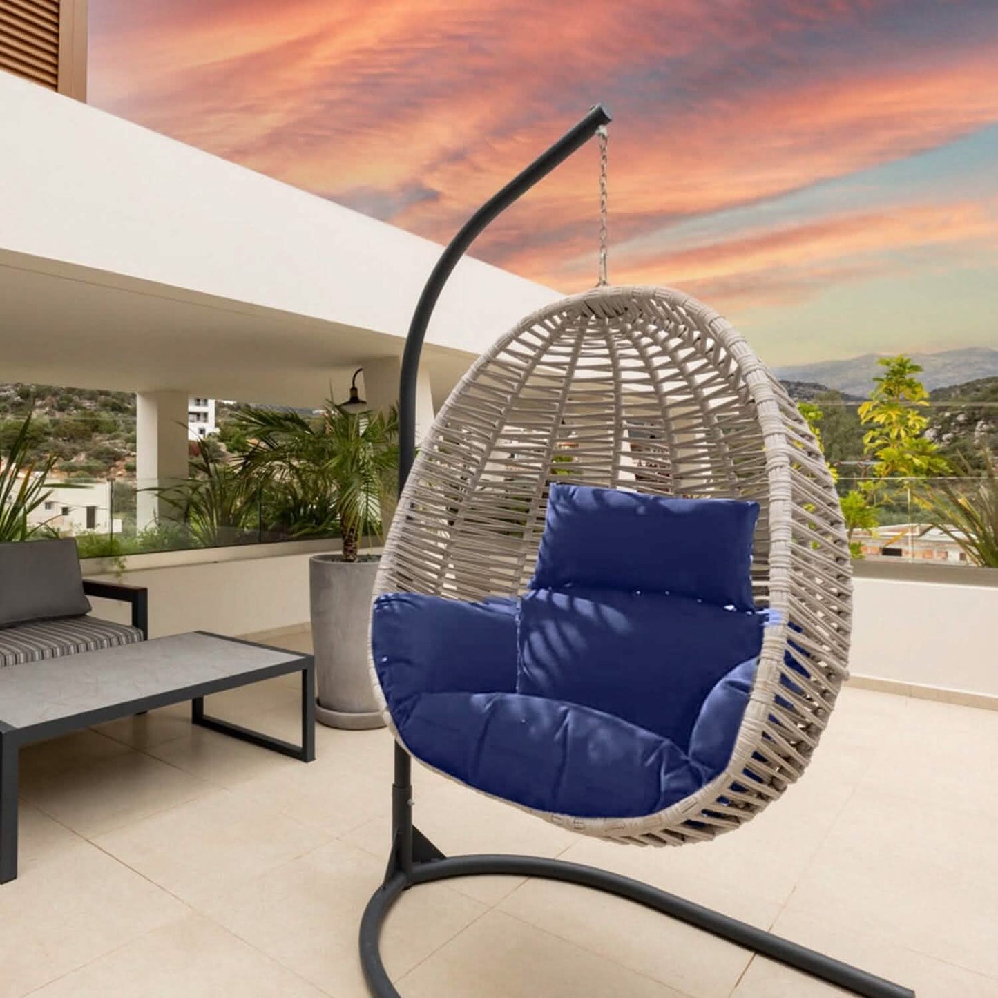 Egg Chair Hanging Basket Seat Cushion with Headrest DailySale