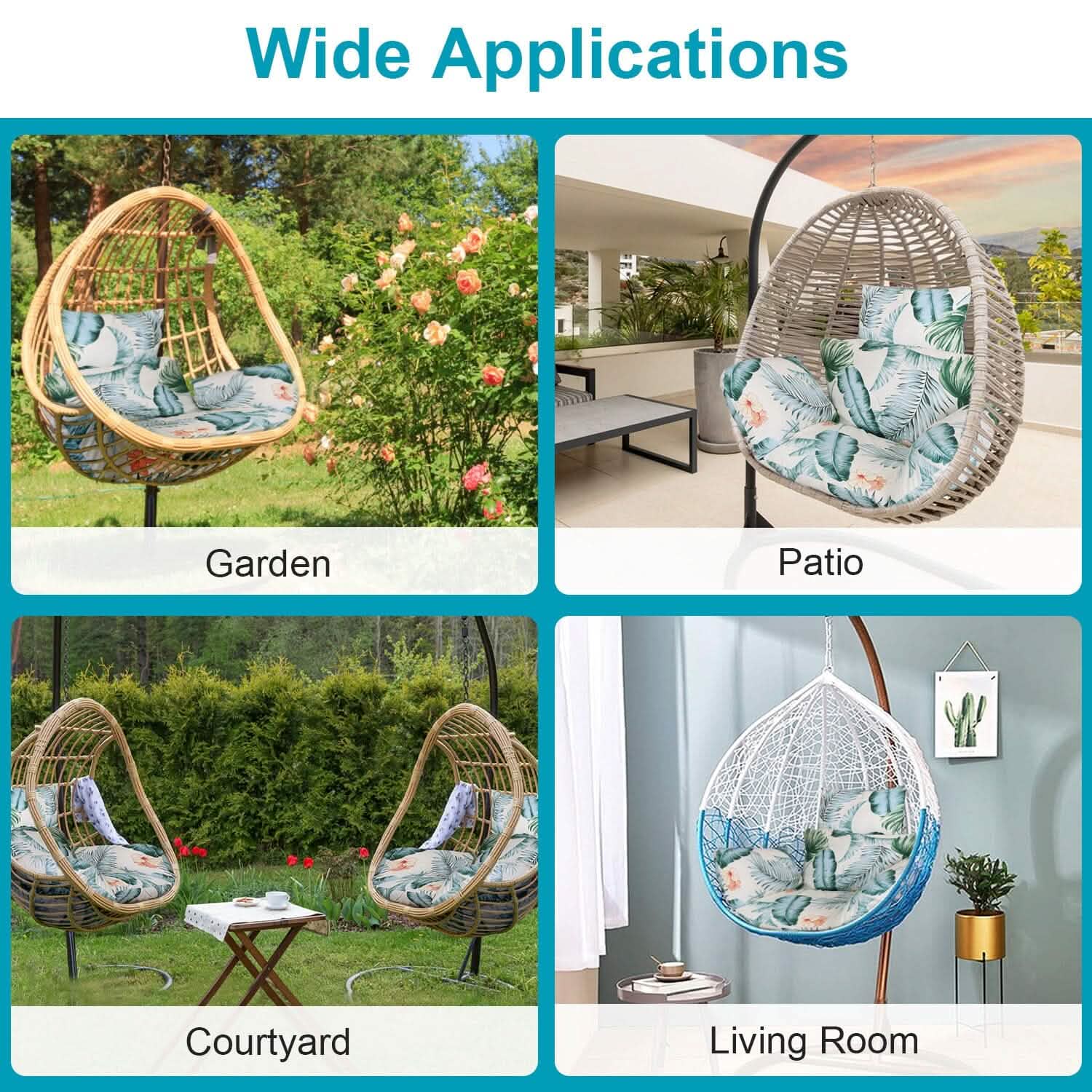 Egg Chair Hanging Basket Seat Soft Cushion with Headrest DailySale