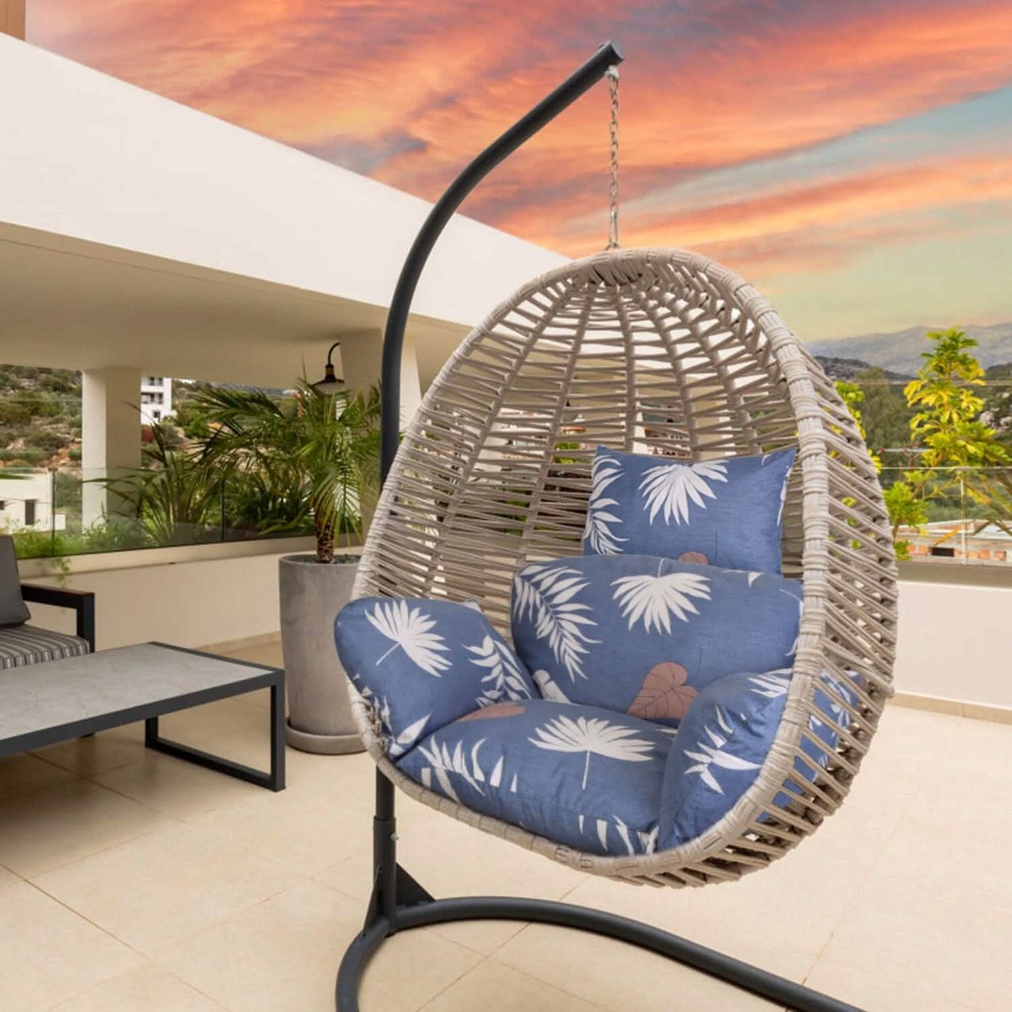Egg Chair Hanging Basket Seat Soft Cushion with Headrest DailySale
