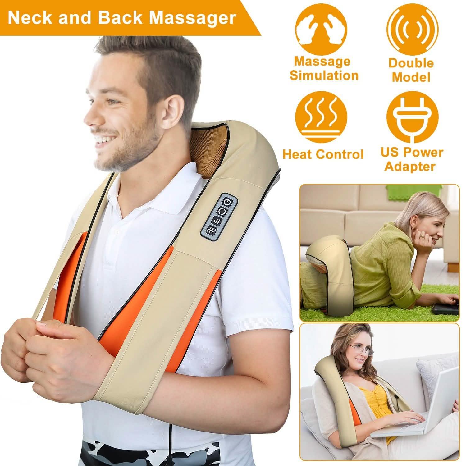 Electric Back Massage Cape with Heat Deep Tissue 3D Kneading Massage DailySale