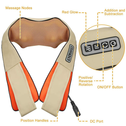Electric Back Massage Cape with Heat Deep Tissue 3D Kneading Massage DailySale
