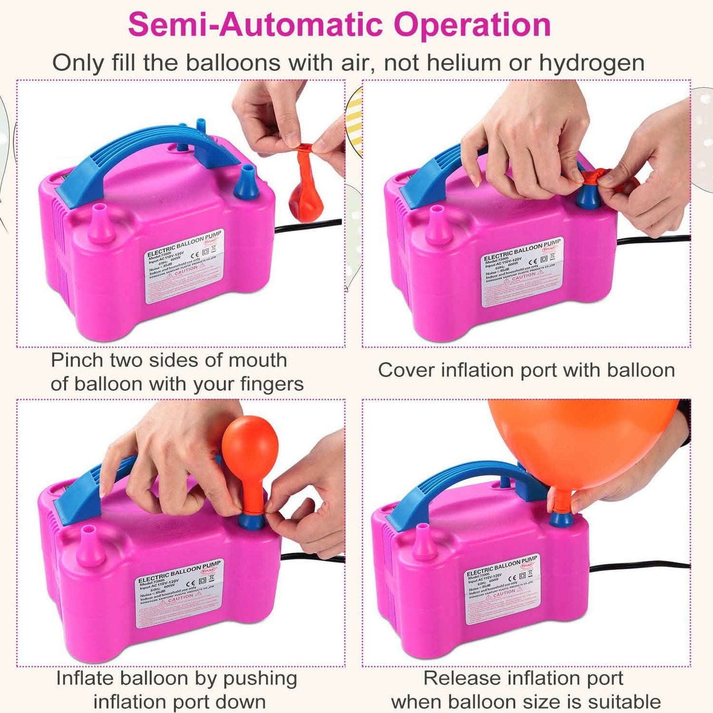 Electric Balloon Pump 600W Balloon Blower Inflator Dual Nozzle DailySale