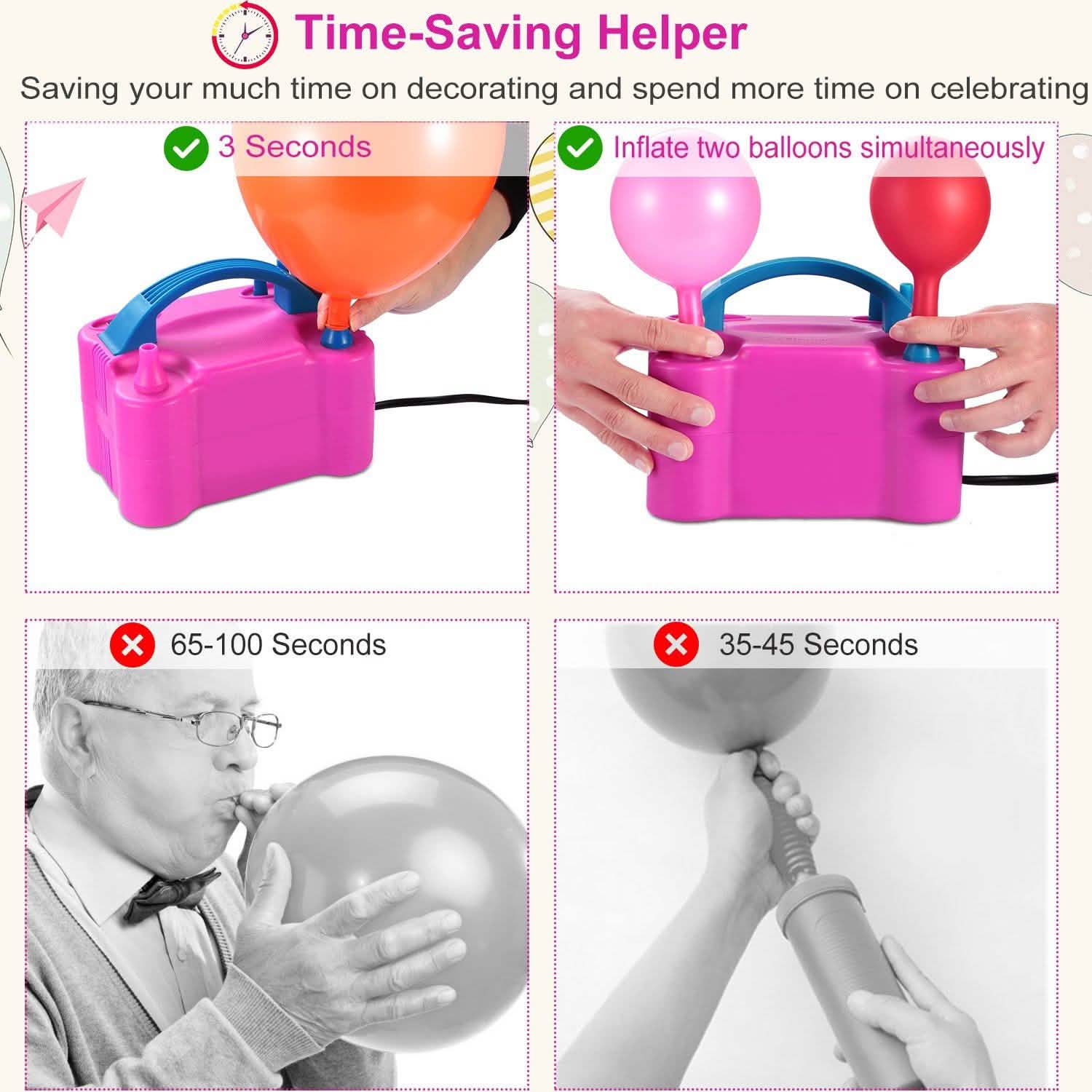 Electric Balloon Pump 600W Balloon Blower Inflator Dual Nozzle DailySale