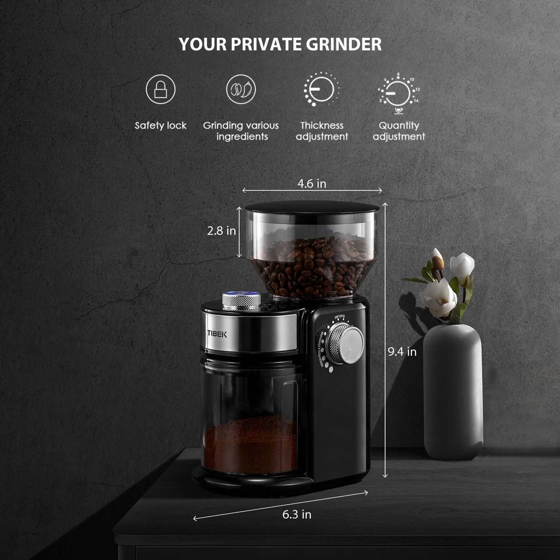 Electric Burr Coffee Grinder with 18 Settings DailySale