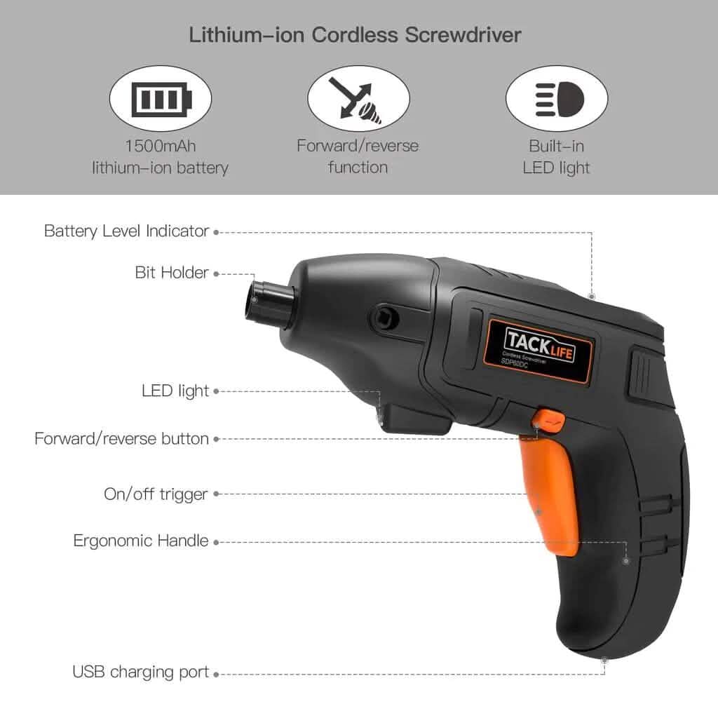 Electric Cordless Screwdriver Rechargeable with LED Light DailySale