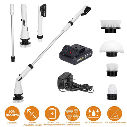 Electric Cordless Spin Scrubber Cleaning Brush with 4 Replaceable Heads DailySale