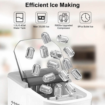 Electric Countertop Ice Make with Ice Scoop Basket Self Cleaning DailySale