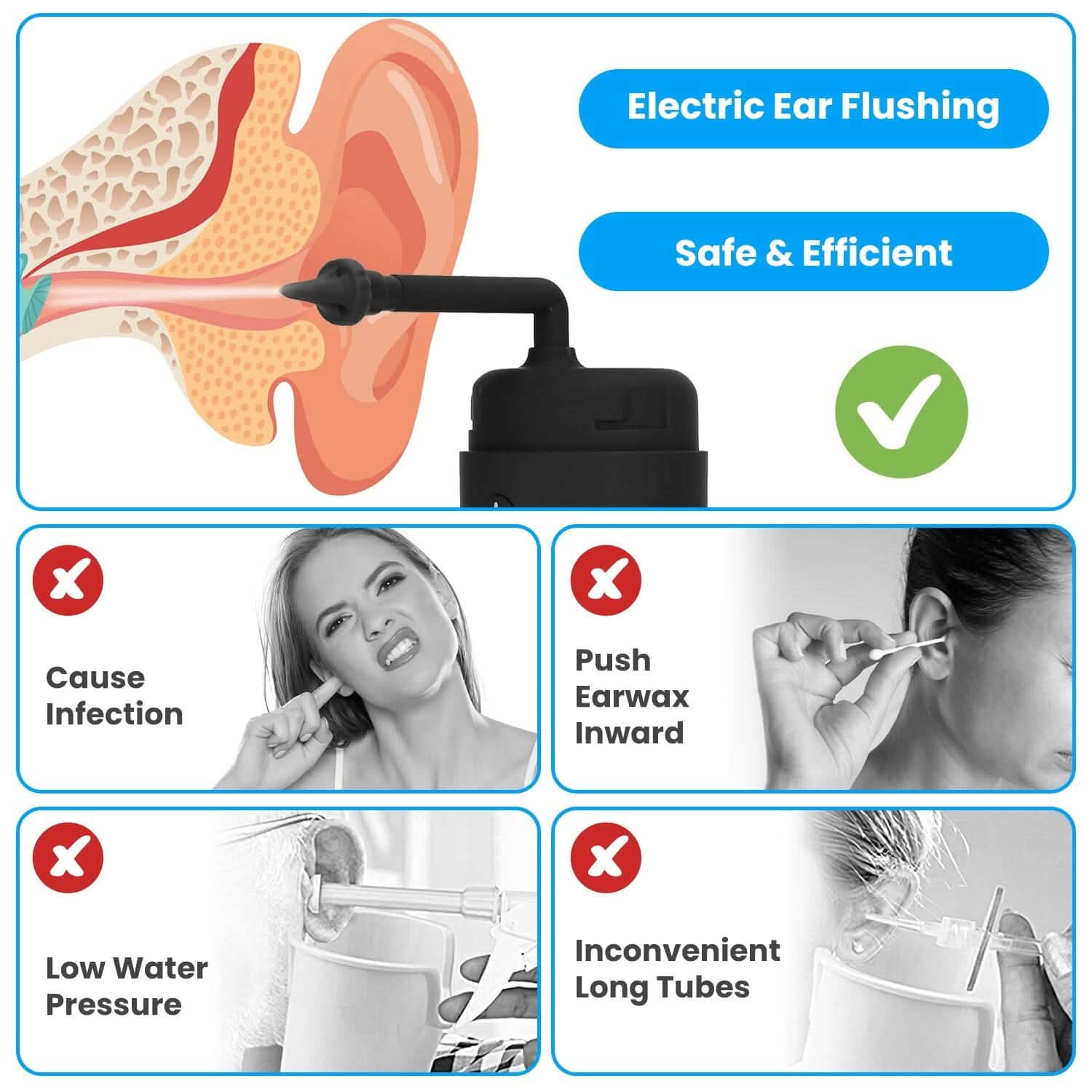 Electric Ear Wax Removal Kit with 3 Modes 6 Ear Tips IPX7 Waterproof USB Rechargeable DailySale