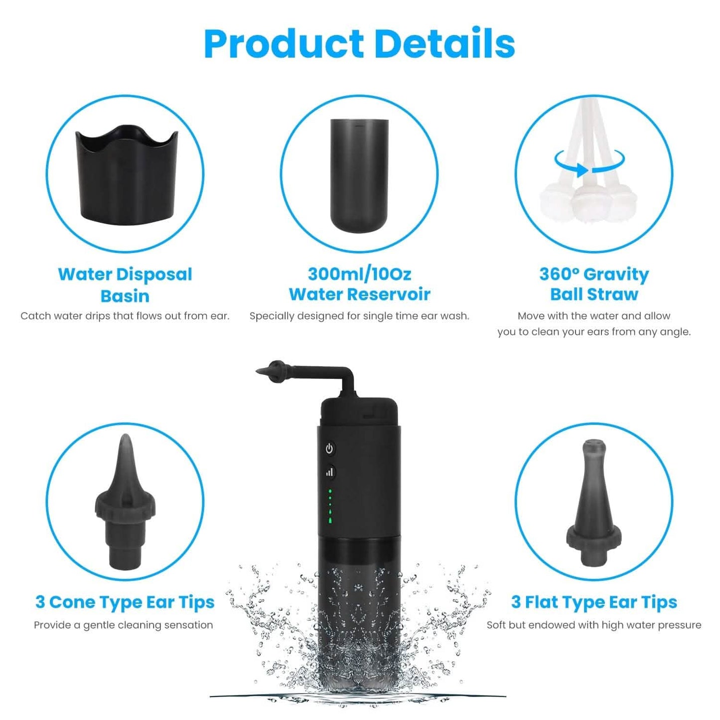 Electric Ear Wax Removal Kit with 3 Modes 6 Ear Tips IPX7 Waterproof USB Rechargeable DailySale