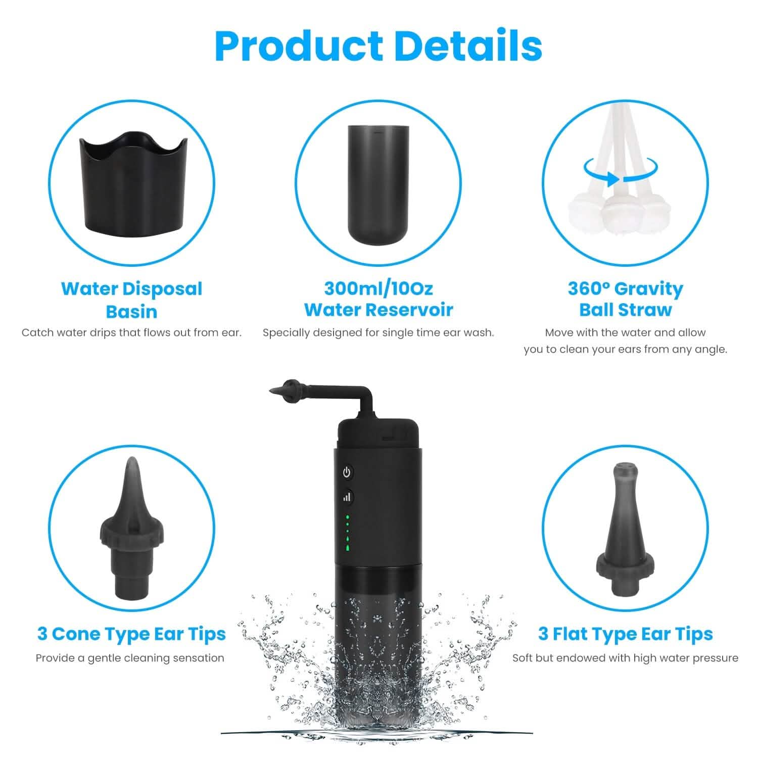 Electric Ear Wax Removal Kit with 3 Modes 6 Ear Tips IPX7 Waterproof USB Rechargeable DailySale