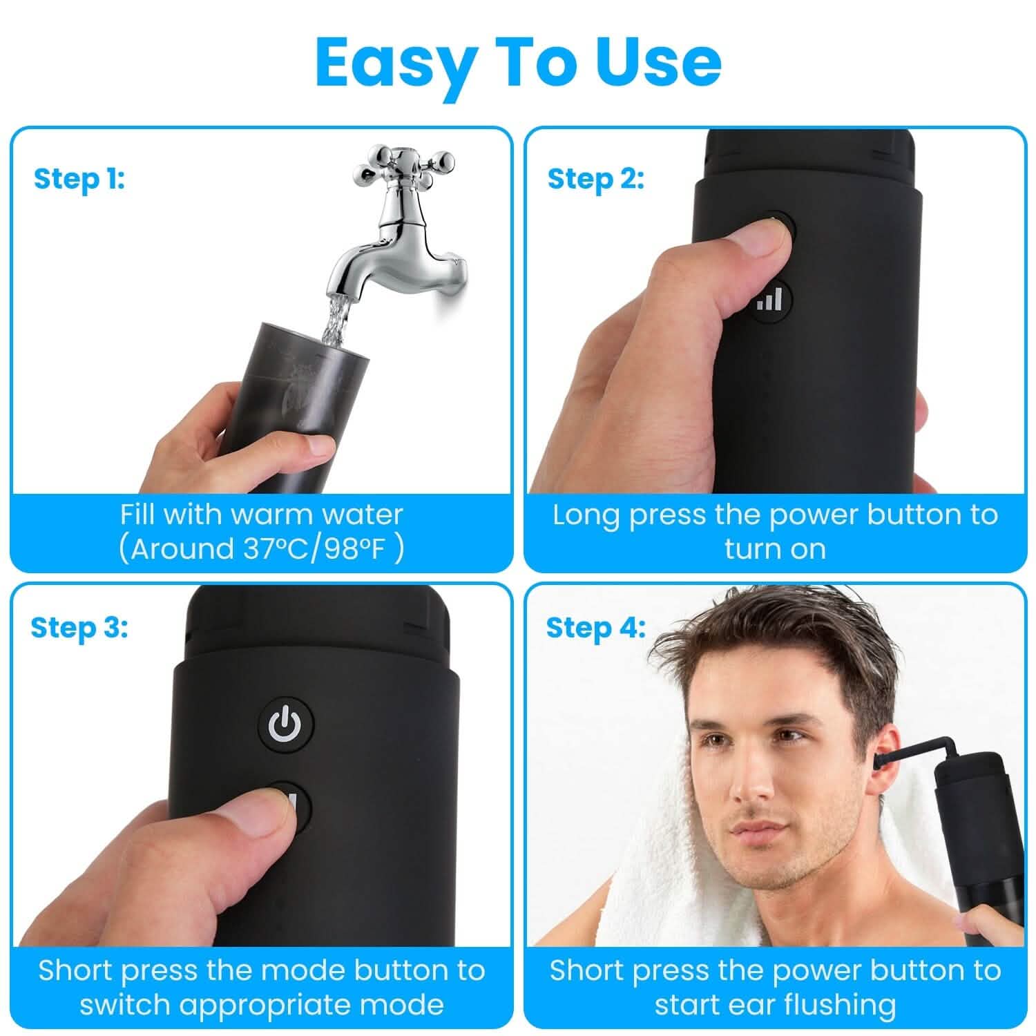 Electric Ear Wax Removal Kit with 3 Modes 6 Ear Tips IPX7 Waterproof USB Rechargeable DailySale