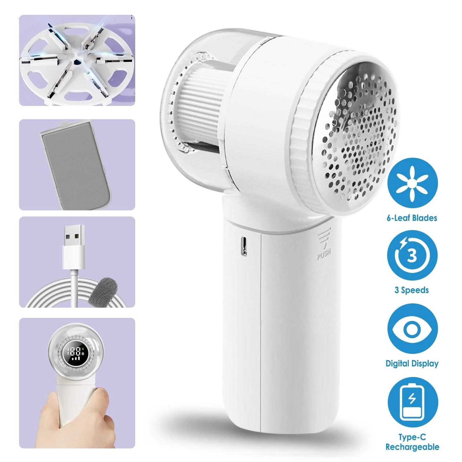 Electric Fabric Shaver with 3 Speeds Lint Brush Digital Display DailySale