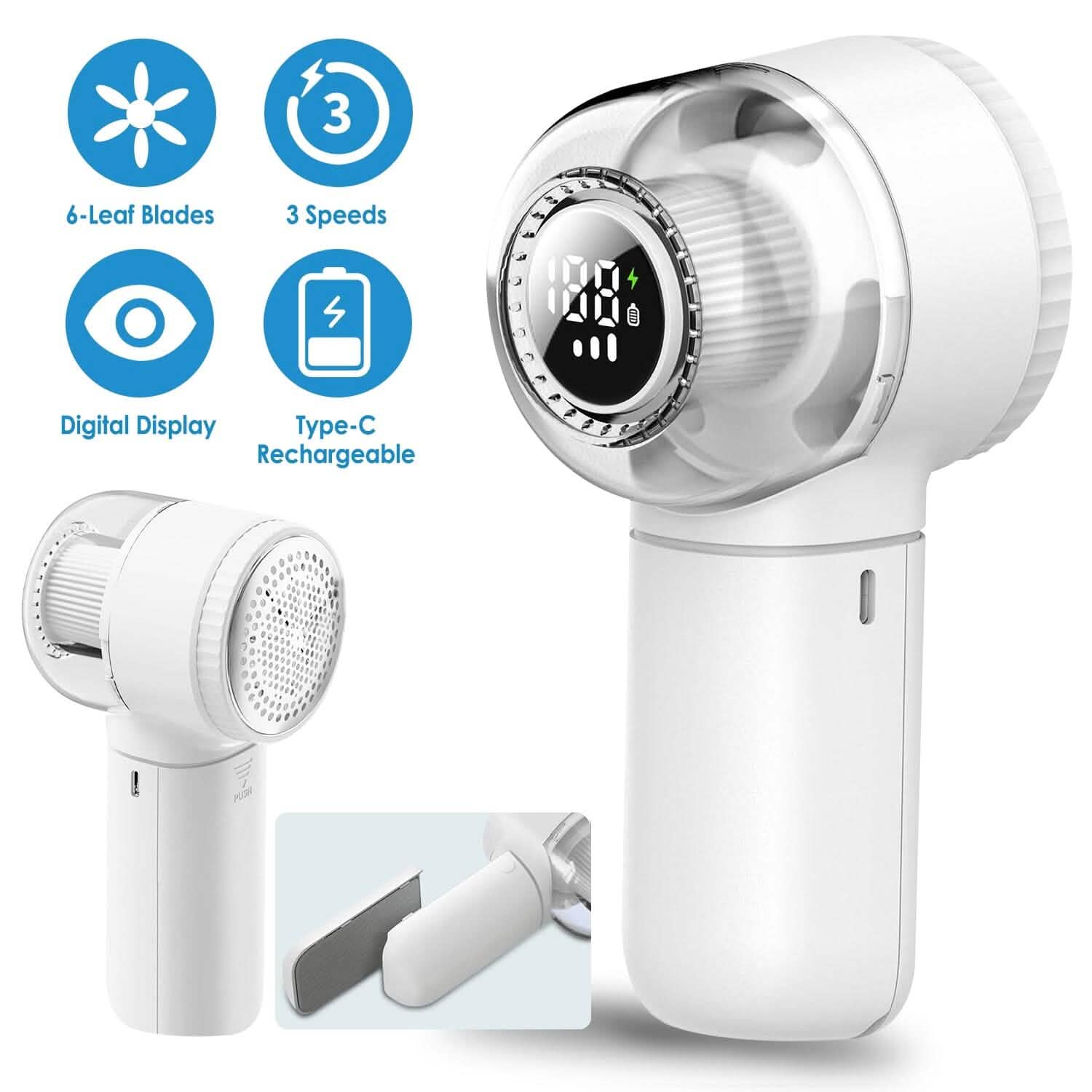 Electric Fabric Shaver with 3 Speeds Lint Brush Digital Display DailySale