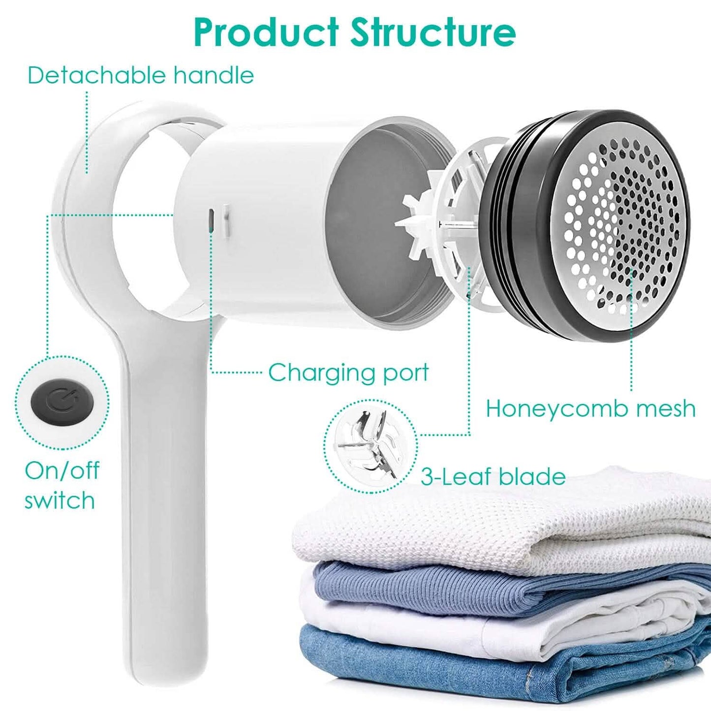 Electric Fuzz Pilling Trimmer Sweater Shaver with Detachable Handle DailySale