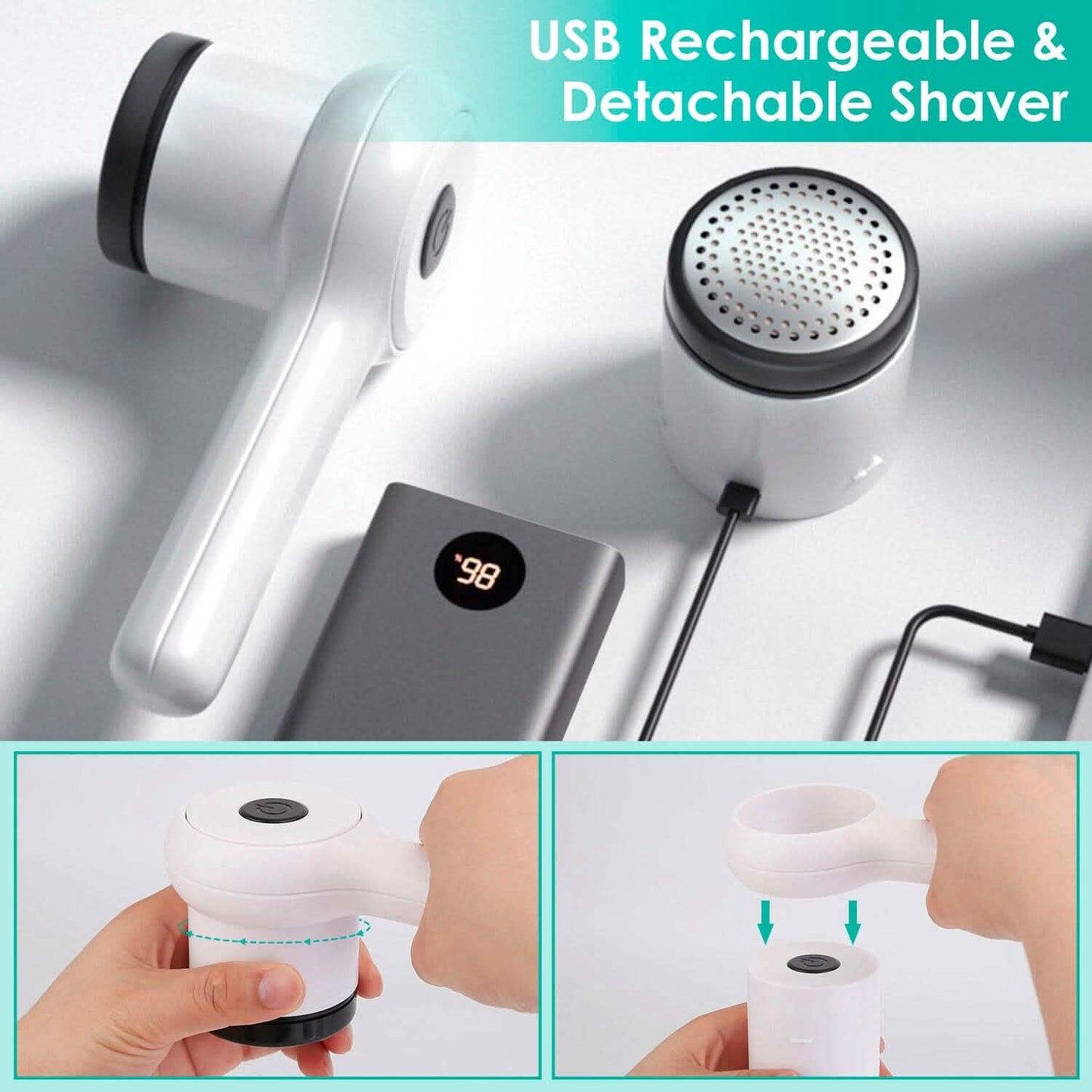 Electric Fuzz Pilling Trimmer Sweater Shaver with Detachable Handle DailySale