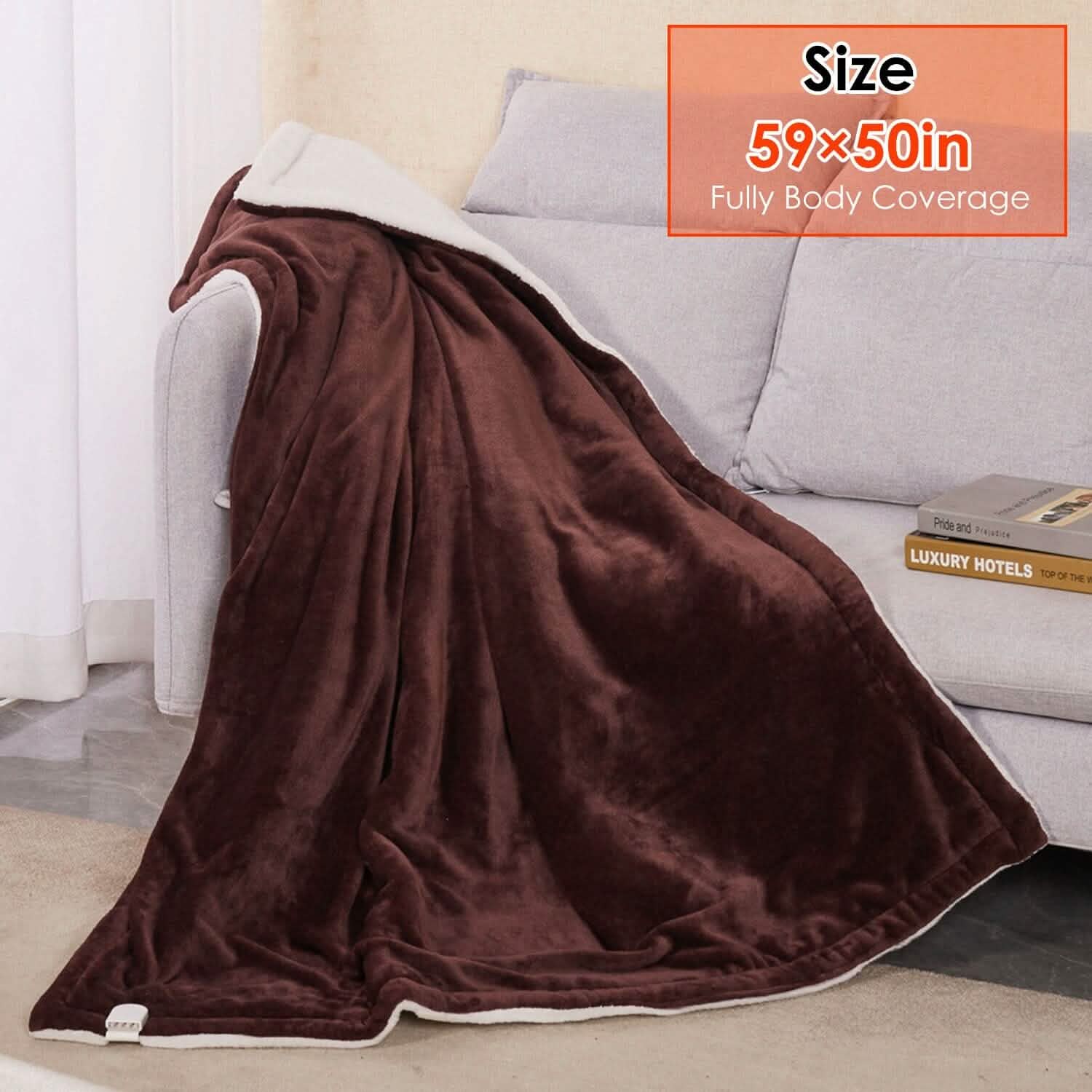 Electric Heated Flannel Throw Blanket DailySale