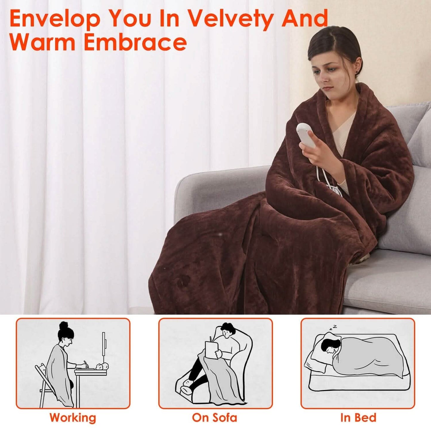 Electric Heated Flannel Throw Blanket DailySale
