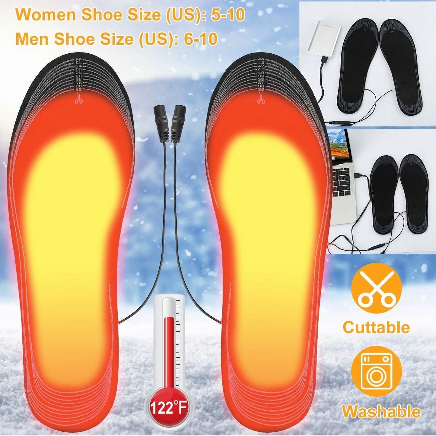 Electric Heated Insoles USB Foot Warmer Pads DailySale