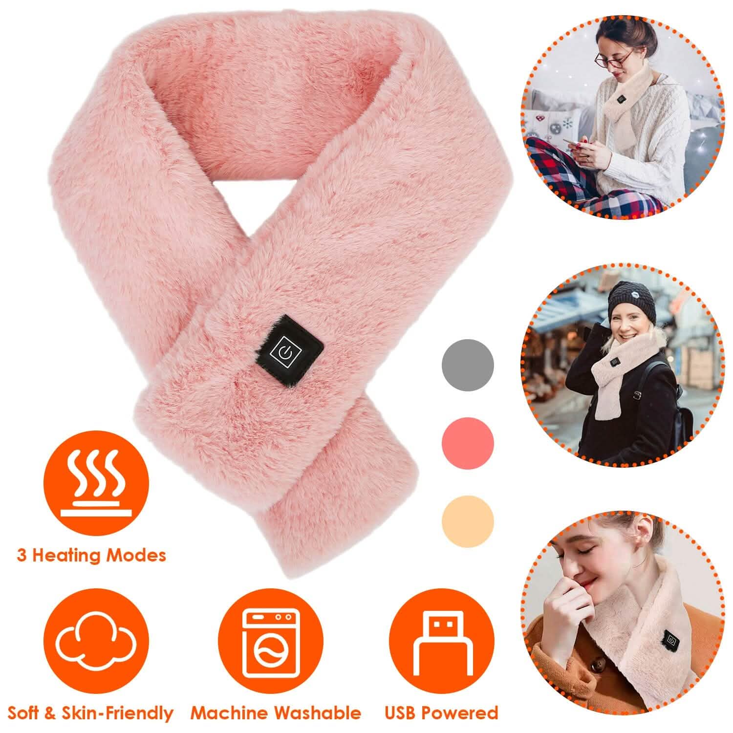 Electric Heated Scarf USB Heating Neck Shawl Soft Warm Scarves with 3 Heating Modes DailySale
