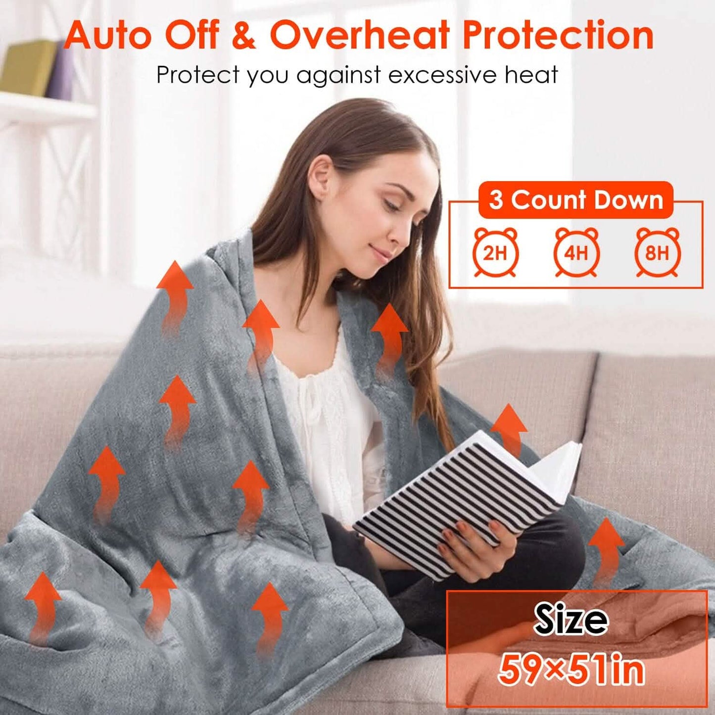 Electric Heated Throw Flannel Heated Blanket DailySale