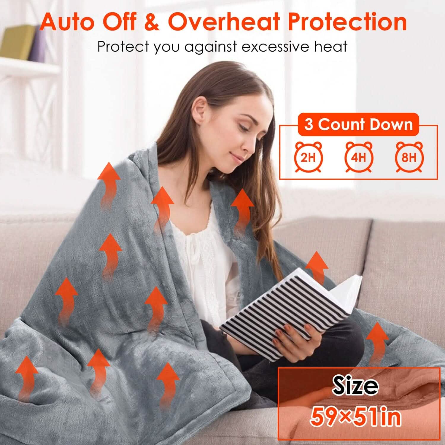 Electric Heated Throw Flannel Heated Blanket DailySale