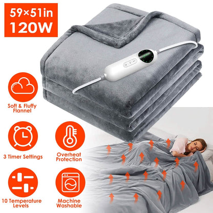 Electric Heated Throw Flannel Heated Blanket DailySale