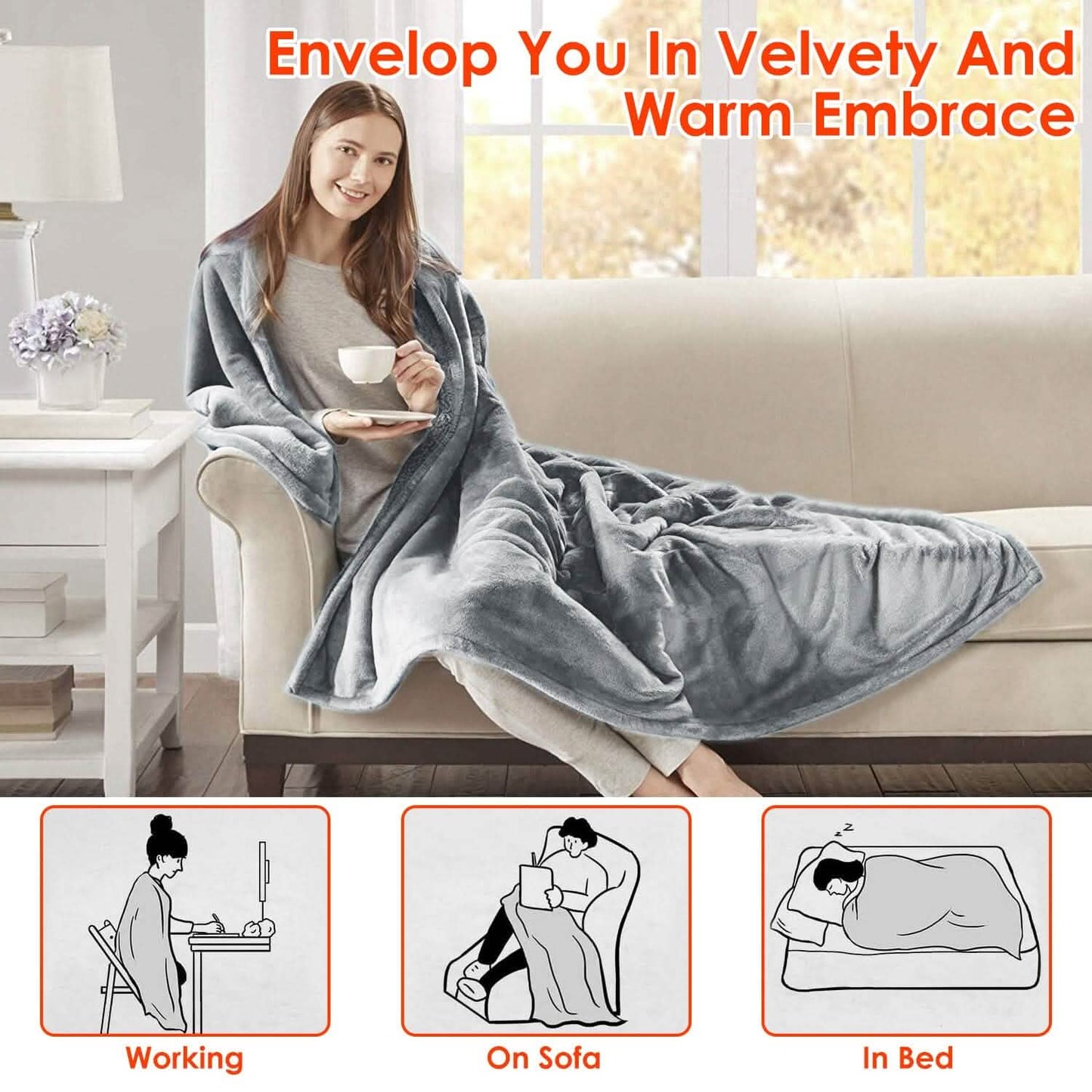 Electric Heated Throw Flannel Heated Blanket DailySale