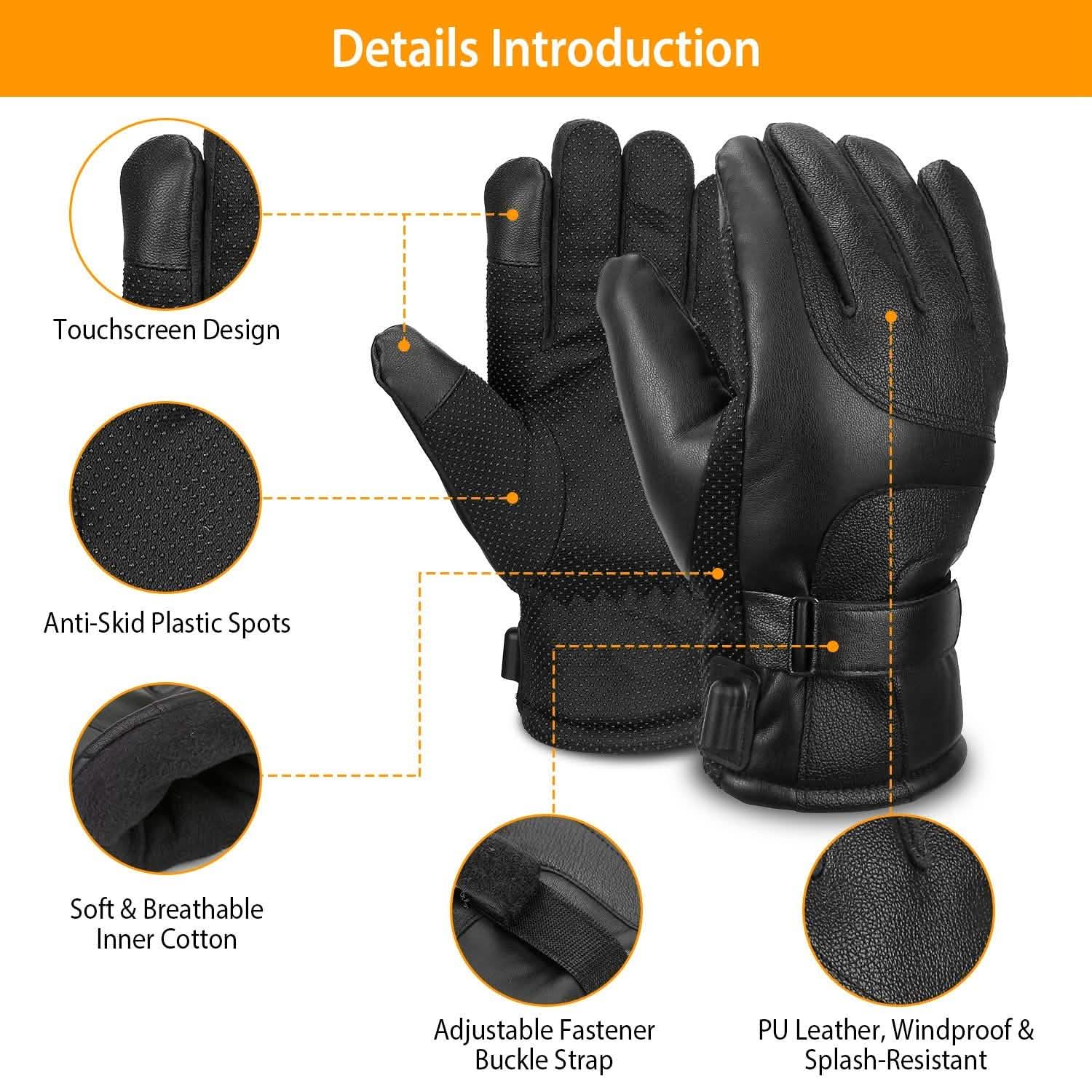 Electric Heated Touchscreen Thermal Gloves Leather USB Plug DailySale