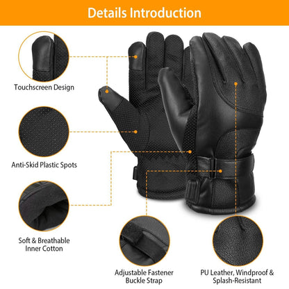 Electric Heated Touchscreen Thermal Gloves Leather USB Plug DailySale