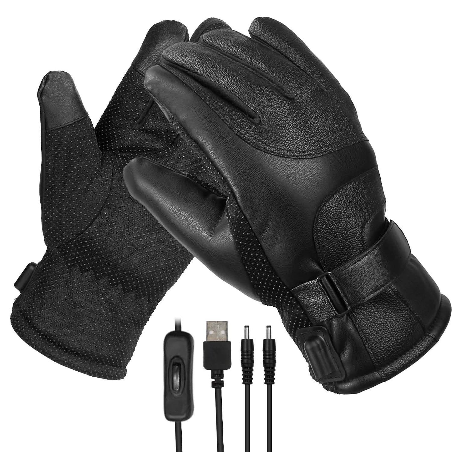 Electric Heated Touchscreen Thermal Gloves Leather USB Plug DailySale