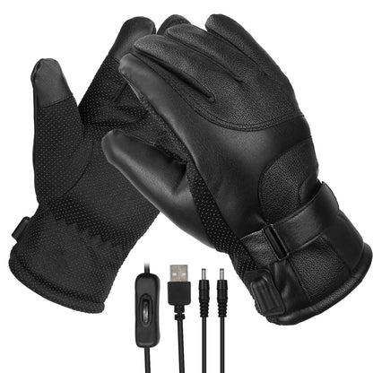Electric Heated Touchscreen Thermal Gloves Leather USB Plug DailySale