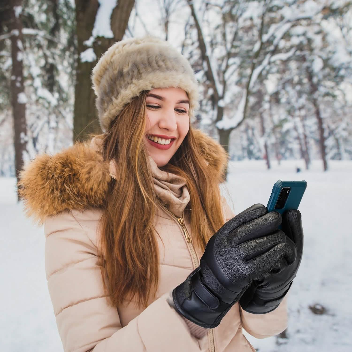 Electric Heated Touchscreen Thermal Gloves Leather USB Plug DailySale