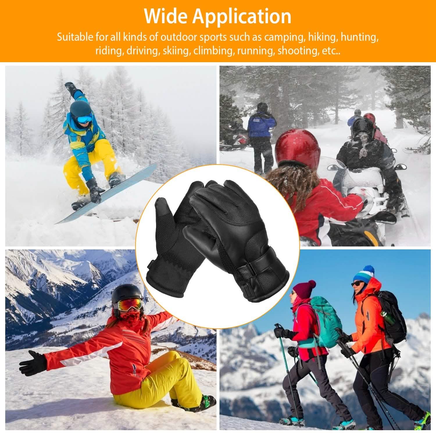 Electric Heated Touchscreen Thermal Gloves Leather USB Plug DailySale