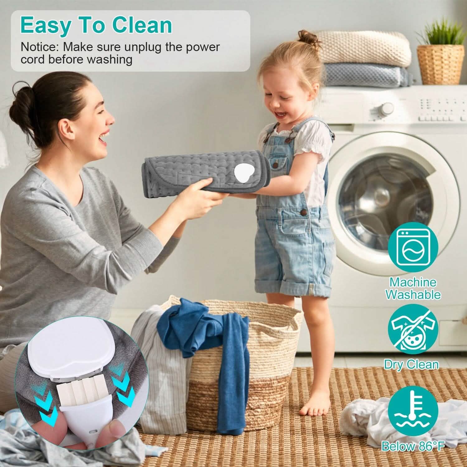 Electric Heating Pad for Back Abdomen Shoulder with 10 Adjustable Temperature Smart Timer Setting DailySale