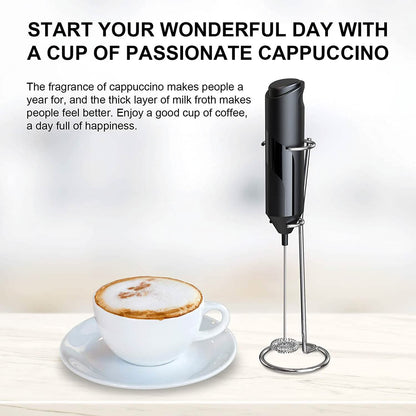 Electric Milk Frother Handheld with Stainless Steel Stand DailySale