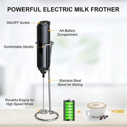 Electric Milk Frother Handheld with Stainless Steel Stand DailySale