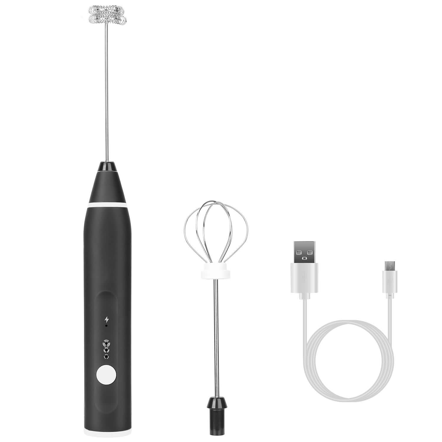 Electric Milk Frother with 2 Whisk Heads DailySale