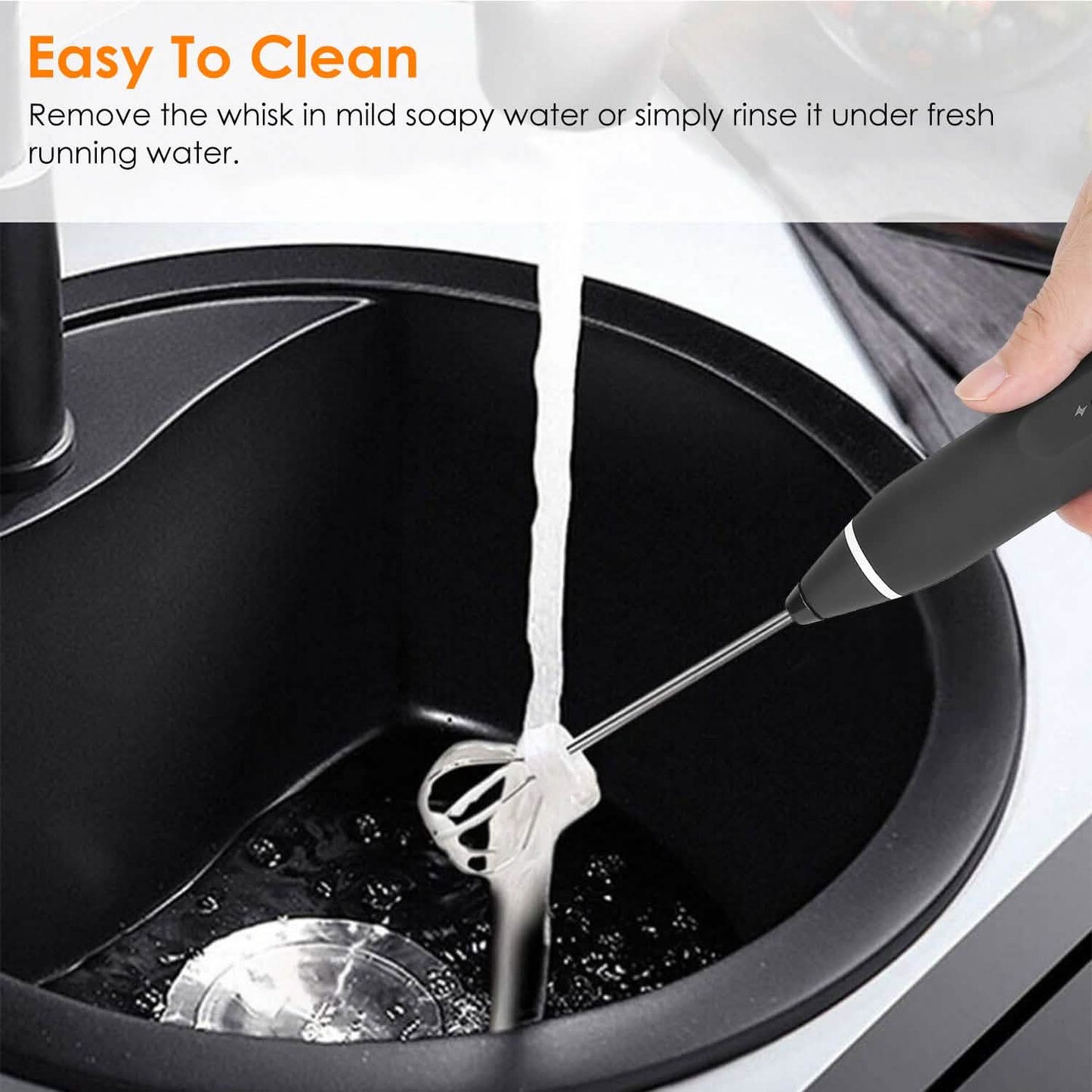 Electric Milk Frother with 2 Whisk Heads DailySale