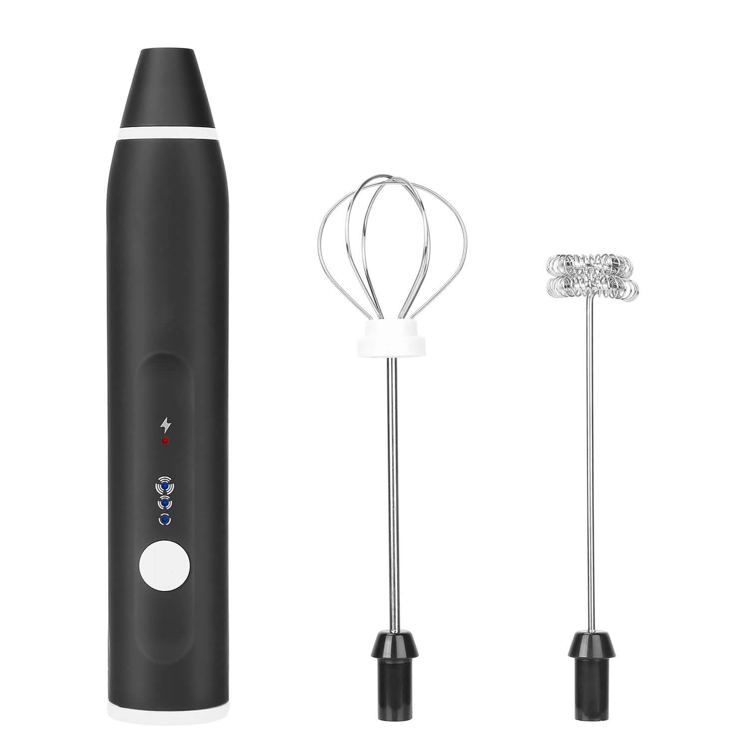 Electric Milk Frother with 2 Whisk Heads DailySale