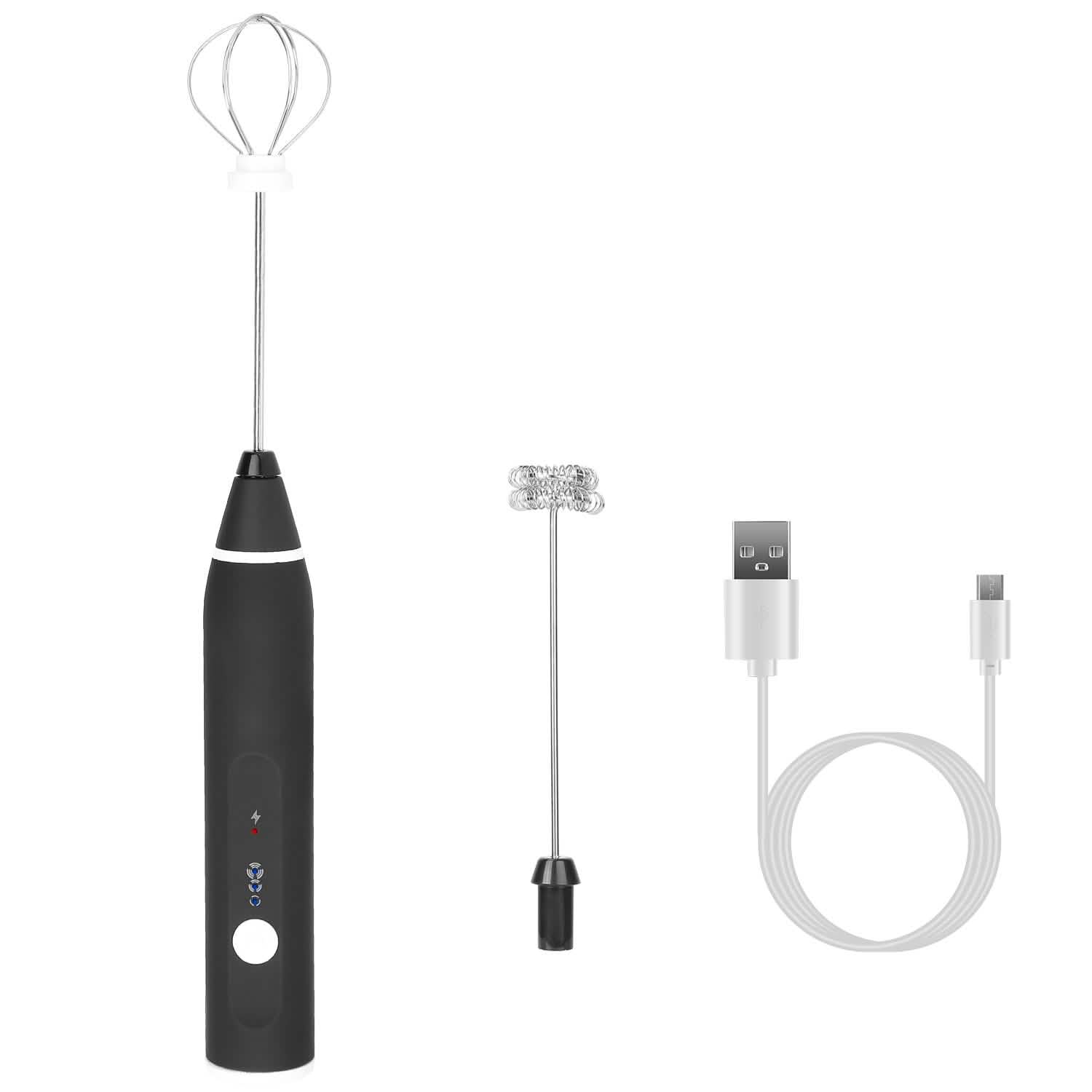 Electric Milk Frother with 2 Whisk Heads DailySale
