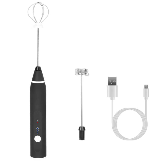 Electric Milk Frother with 2 Whisk Heads DailySale