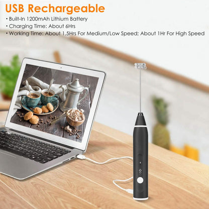 Electric Milk Frother with 2 Whisk Heads DailySale