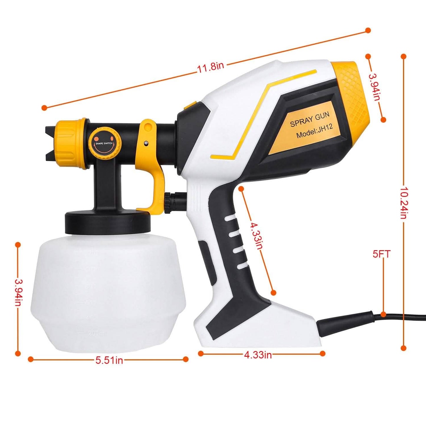 Electric Paint Sprayer HVLP with Different Spray Patterns 1200ML Detachable Container DailySale
